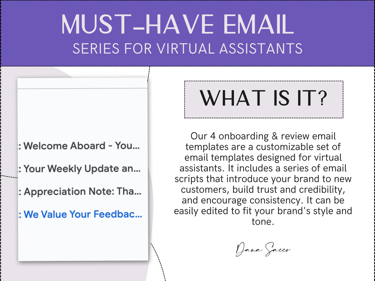 Professional Onboarding Email Template Pack for Virtual Assistant Services | Welcome | Weekly Updates | Review