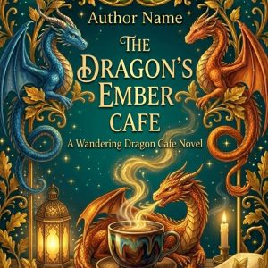 Cozy Fantasy Book Cover – Dragon Tea Shop Cover – Magical Café Fantasy Premade Cover