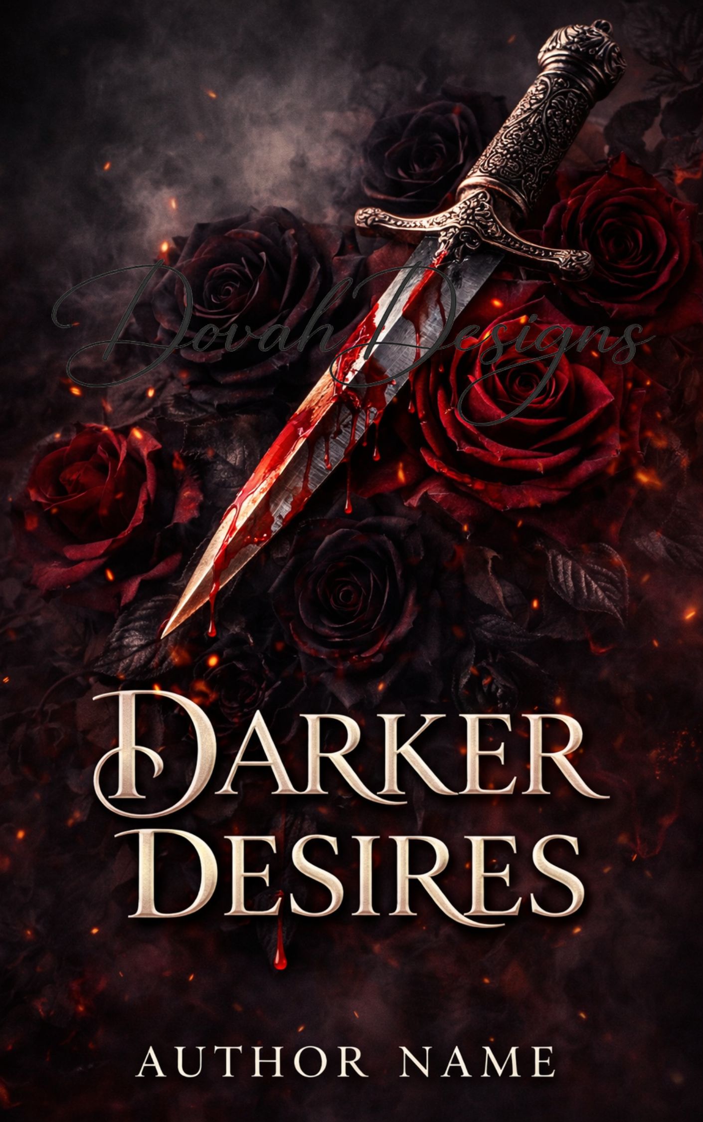 Dark Romance Book Cover Premade | Blood Rose & Dagger Cover | Gothic Romance Ebook Cover | Spicy Dark Romance KDP Cover Design