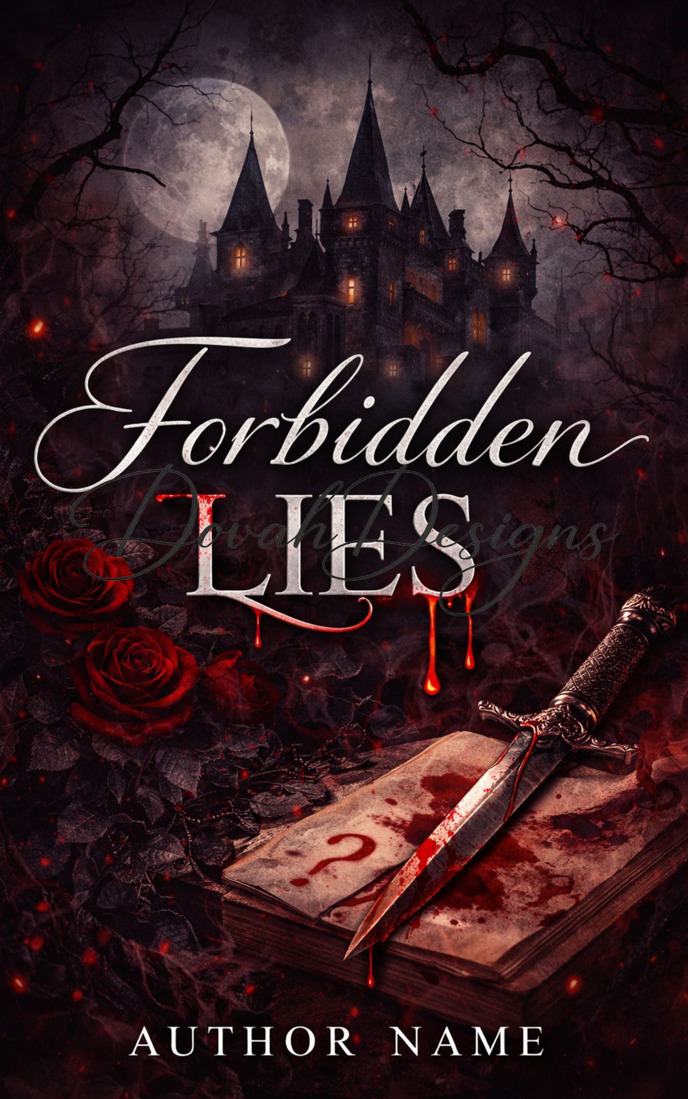 Dark Romance Book Cover | Gothic Castle Premade Cover | Blood Rose Mystery Cover | KDP Ebook Cover Design