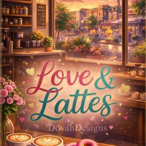 Romantic Comedy Book Cover – Love & Lattes Café Scene