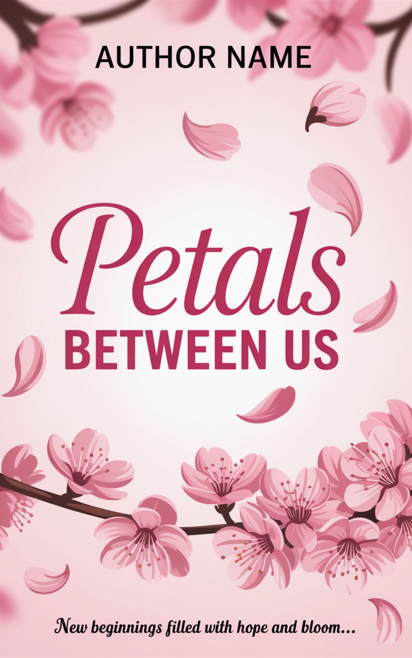 Spring Romance Book Cover – Petals Between Us, Pastel Floral Cover, Minimalist Romance Cover, Easter Romance, KDP Premade Cover - Image 2