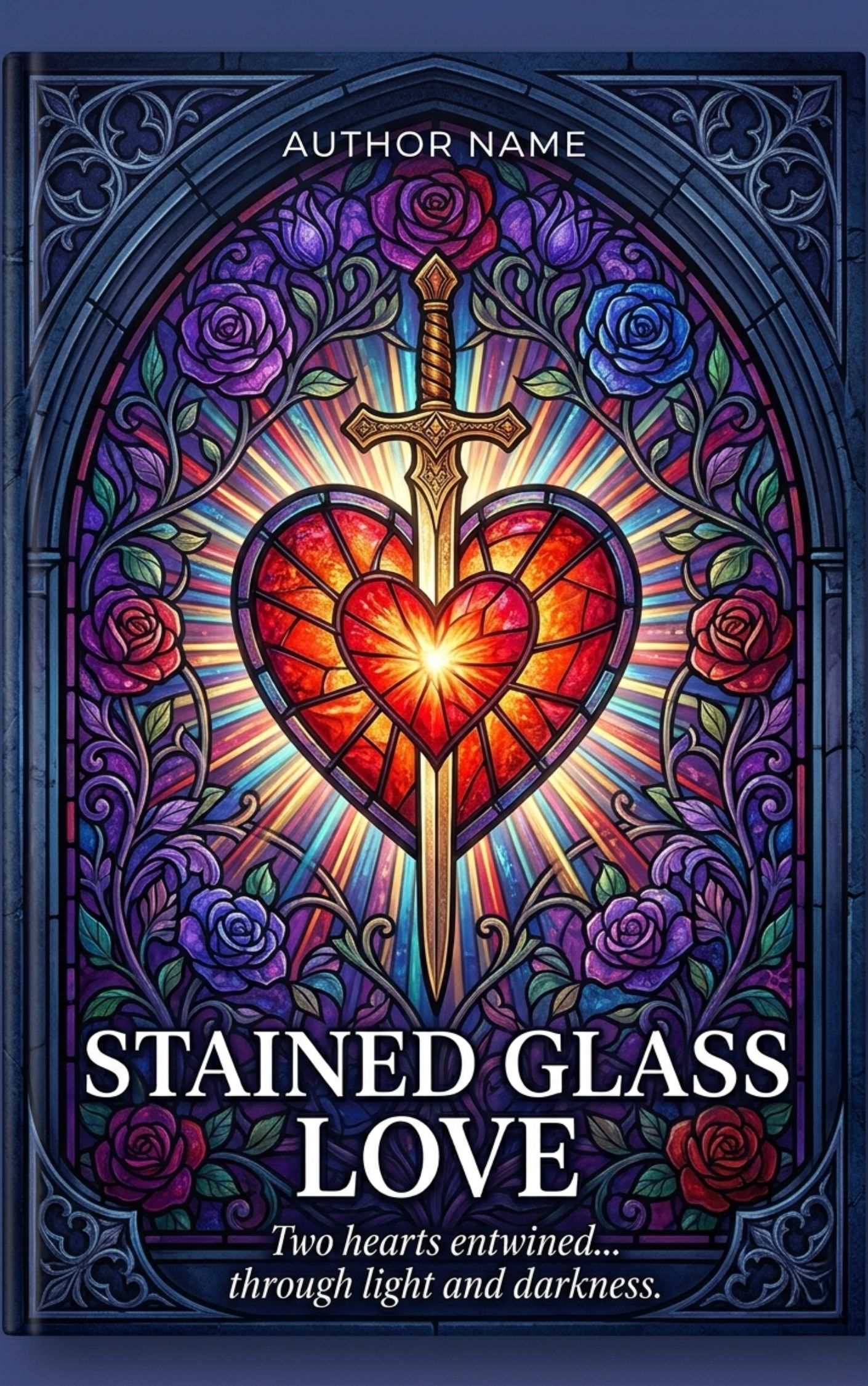 Stained Glass Romance Book Cover – Dark Romantic Fantasy Cover, Gothic Love Cover, Premade Book Cover, KDP Cover Design - Image 2